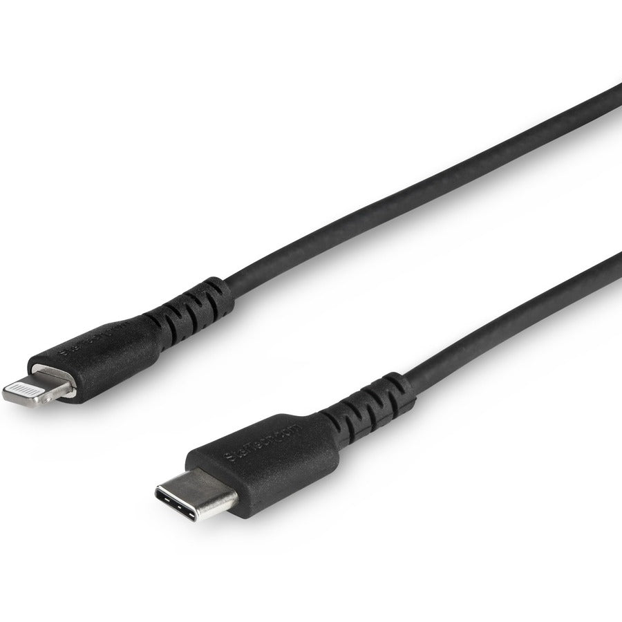 StarTech.com 3 foot/1m Durable Black USB-C to Lightning Cable, Rugged Heavy Duty Charging/Sync Cable for Apple iPhone/iPad MFi Certified RUSBCLTMM1MB