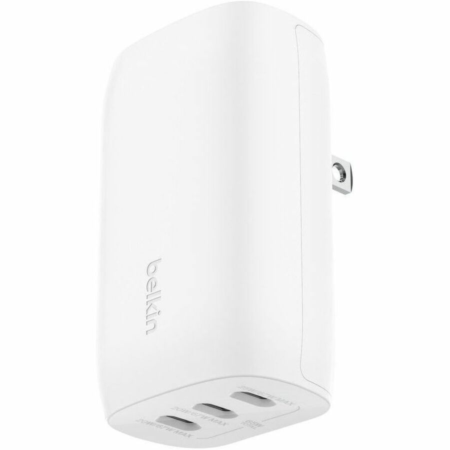 Belkin 67W Portable 3-Port USB-C Wall Charger - 3xUSB-C (67W Total) - Fast Charging - Power Adapter - White WCC002DQWH