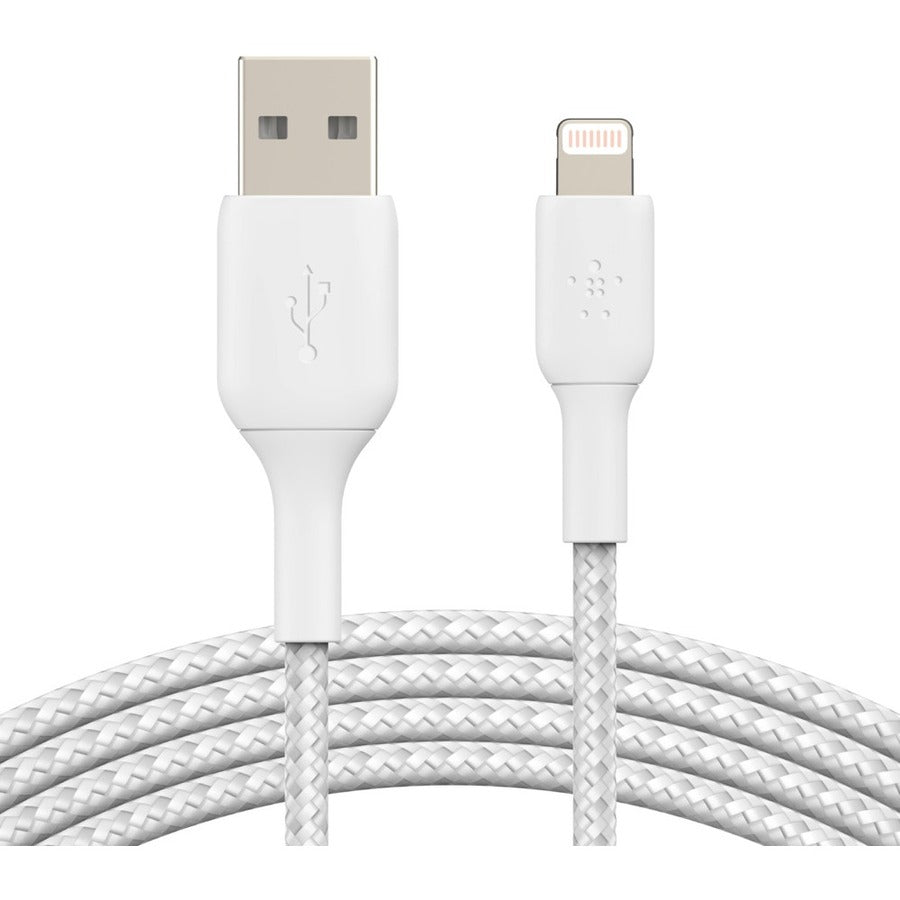 Belkin Braided Lightning to USB-A Cable (2m / 6.6ft, White) CAA002BT2MWH