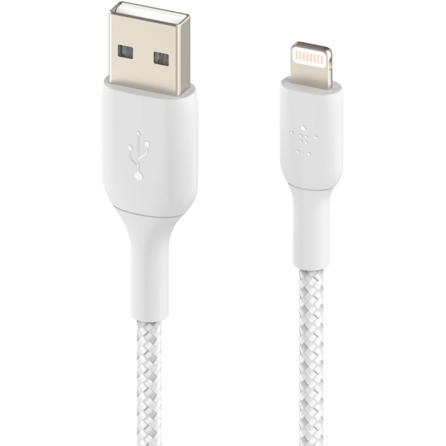 Belkin Braided Lightning to USB-A Cable (2m / 6.6ft, White) CAA002BT2MWH