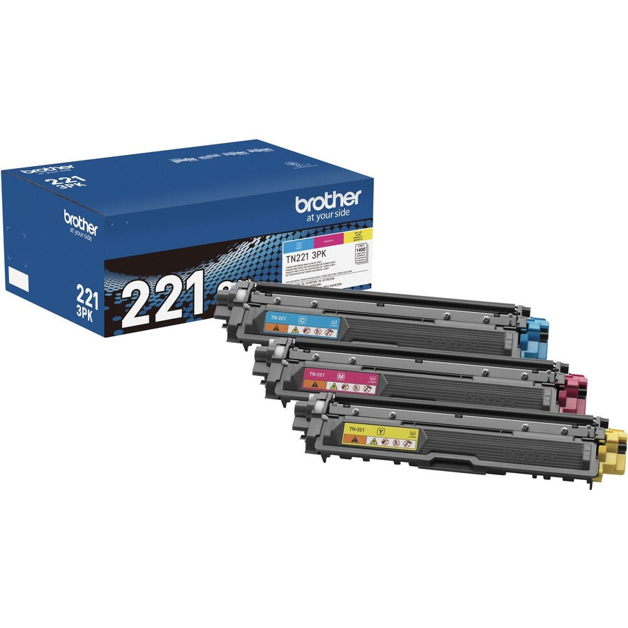 Brother TN221 Original Standard Yield Laser Toner Cartridge - Multi-pack - Cyan, Magenta, Yellow - 3 / Box TN221 3PK