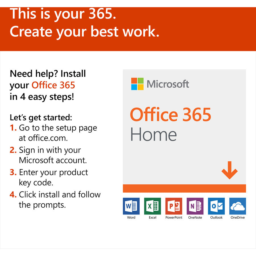 Microsoft Office 365 Home - Subscription License - Up to 6 User, Up to 6 PC/Mac - 1 Year AAA-04258