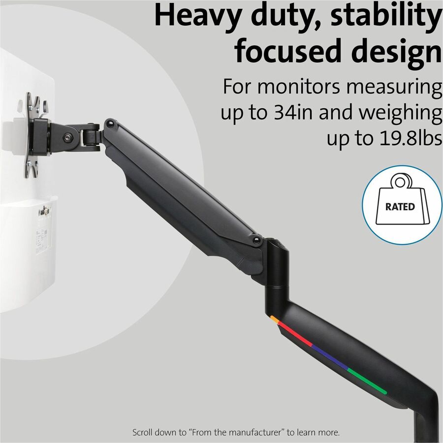 Kensington SmartFit Mounting Arm for Monitor, Curved Screen Display, Flat Panel Display - Black - Landscape/Portrait 59600