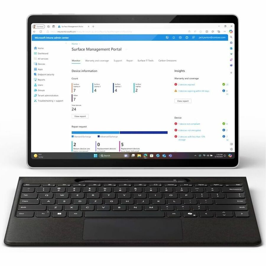 Microsoft Surface Pro 11 Copilot+ PC Tablet - 13" - Qualcomm X elite - 16 GB - 512 GB SSD - Windows 11 - 5G - Platinum ZFB-00001