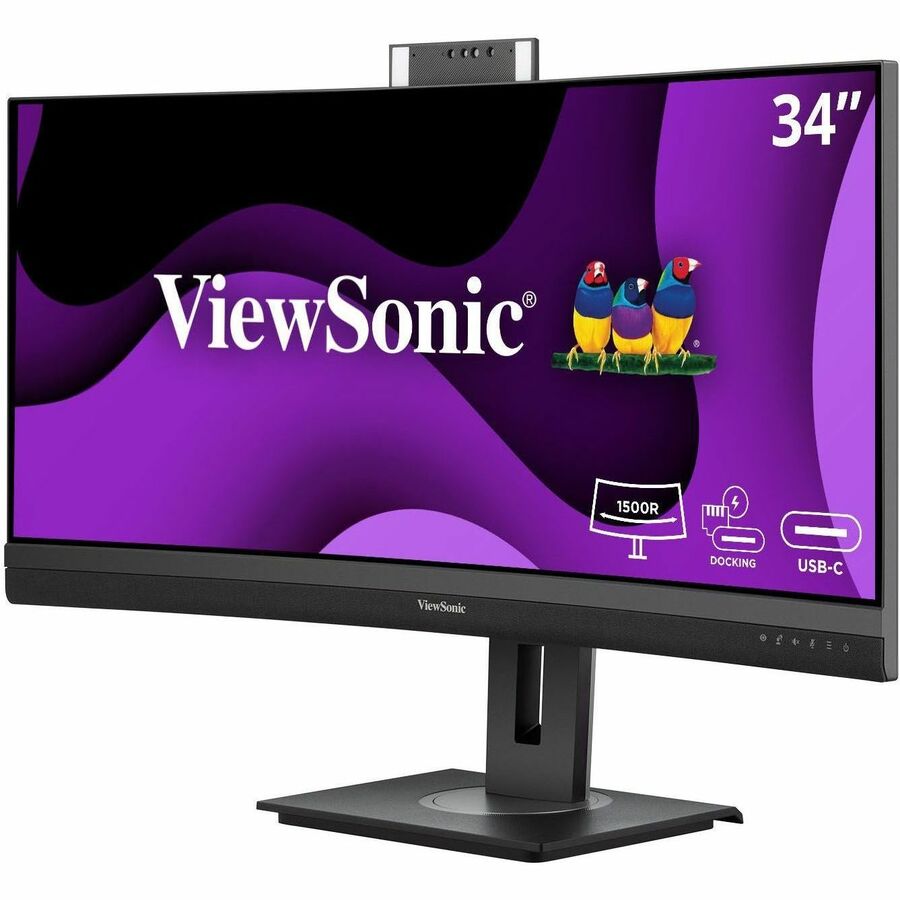 ViewSonic VG3457CV 34" (863.60 mm) Class Webcam UW-QHD Curved Screen LED Monitor - 21:9 - Black VG3457CV