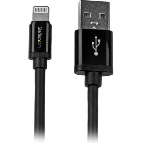 StarTech.com 2m (6ft) Long Black Apple® 8-pin Lightning Connector to USB Cable for iPhone / iPod / iPad USBLT2MB