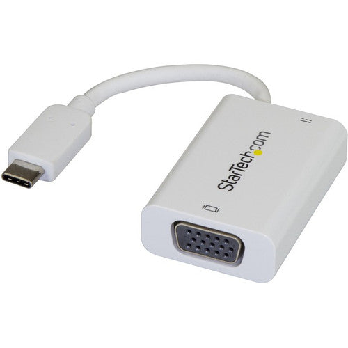 StarTech.com Adaptateur USB C vers VGA avec alimentation 60 W Pass-Through - Convertisseur vidéo USB Type-C vers VGA 1080p avec chargement - Blanc CDP2VGAUCPW