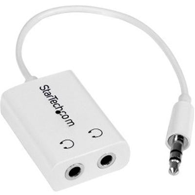 StarTech.com Adaptateur de câble répartiteur de casque mini jack fin blanc - 3,5 mm mâle vers 2 x 3,5 mm femelle MUY1MFFADPW