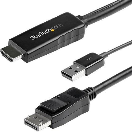 StarTech.com Câble HDMI vers DisplayPort de 2 m (6 pieds) 4K 30 Hz - Câble adaptateur actif HDMI 1.4 vers DP 1.2 avec audio - Convertisseur vidéo alimenté par USB HD2DPMM2M