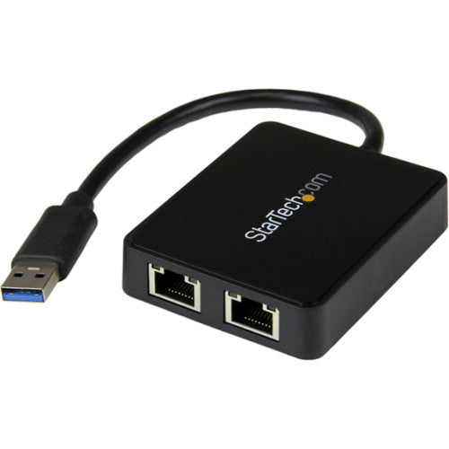 StarTech.com USB 3.0 to Dual Port Gigabit Ethernet Adapter NIC w/ USB Port USB32000SPT