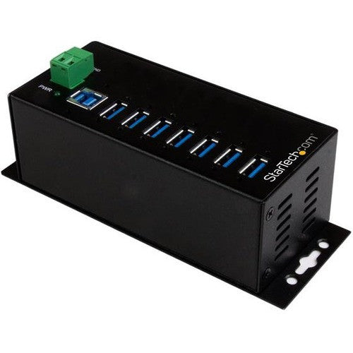 StarTech.com Hub USB 7 ports avec adaptateur d'alimentation - Hub de données USB 3.0 industriel en métal - Hub USB 3.1 Gen 1 5 Gbit/s sur rail Din, montage mural et sur bureau HB30A7AME