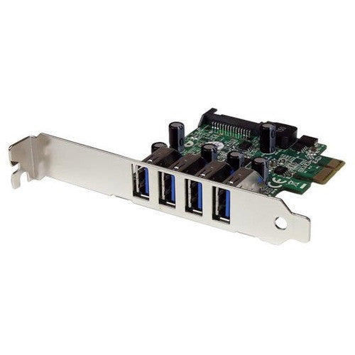 StarTech.com Adaptateur de carte contrôleur USB 3.0 SuperSpeed PCI Express 4 ports avec UASP - Alimentation SATA PEXUSB3S4V