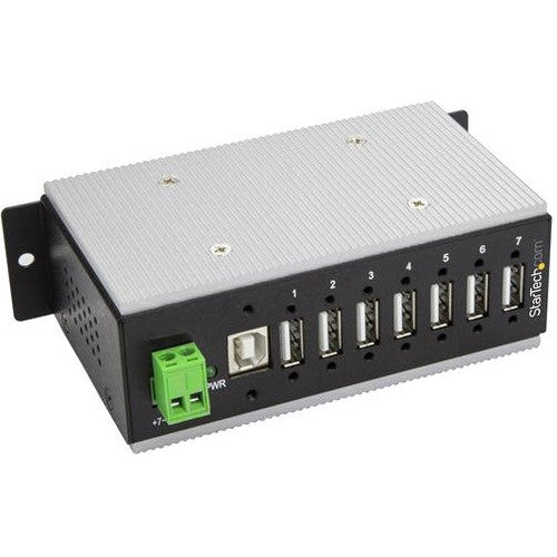 StarTech.com Hub USB 2.0 7 ports – Hub USB industriel en métal (USB-A vers 7 USB-A) – Montable, protection ESD/surtension – Température de fonctionnement étendue HB20A7AME