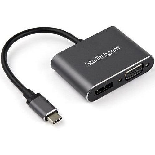 StarTech.com USB C Multiport Video Adapter - USB-C to 4K 60Hz DisplayPort 1.2 HBR2 HDR or 1080p VGA Monitor Adapter - USB Type-C 2-in-1 CDP2DPVGA