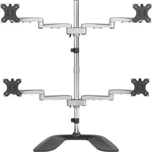 StarTech.com Quad Monitor Stand - Desktop VESA 4 Monitor Arm up to 32" Screens - Ergonomic Articulating Pole Mount - Adjustable - Silver ARMQUADSS