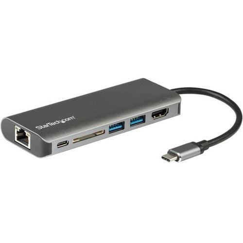 StarTech.com USB C Multiport Adapter - USB Type-C Travel Dock to 4K HDMI, 3x USB Hub, SD, GbE, 60W PD 3.0 Pass-Through - Mini Laptop Dock DKT30CSDHPD3