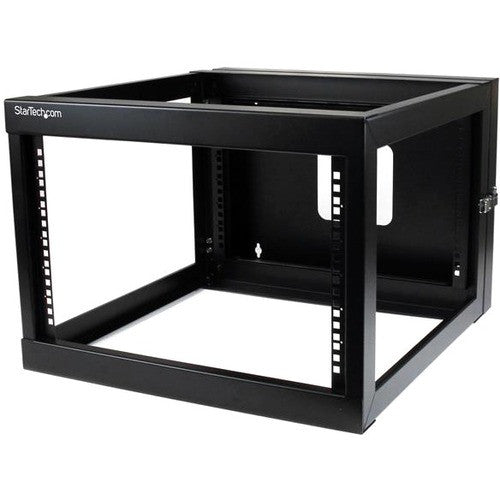 StarTech.com 6U Hinged Open Frame Wall Mount Network Rack - 4-Post 22" Depth Swing Out Computer Equipment Rack - 110lbs capacity (RK619WALLOH) RK619WALLOH