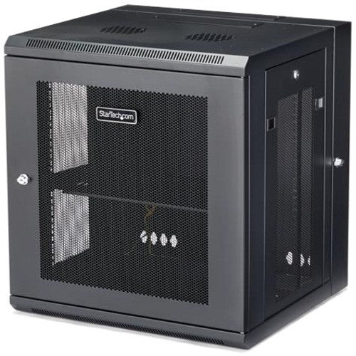 StarTech.com 12U 19" Wall Mount Network Cabinet - 16" Deep Hinged Locking Flexible IT Data Equipment Rack Vented Switch Enclosure w/Shelf RK12WALHM