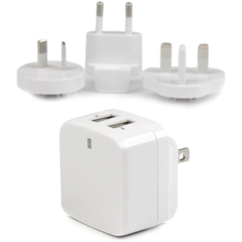 Star Tech.com Travel USB Wall Charger - 2 Port - White - Universal Travel Adapter - International Power Adapter - USB Charger USB2PACWH