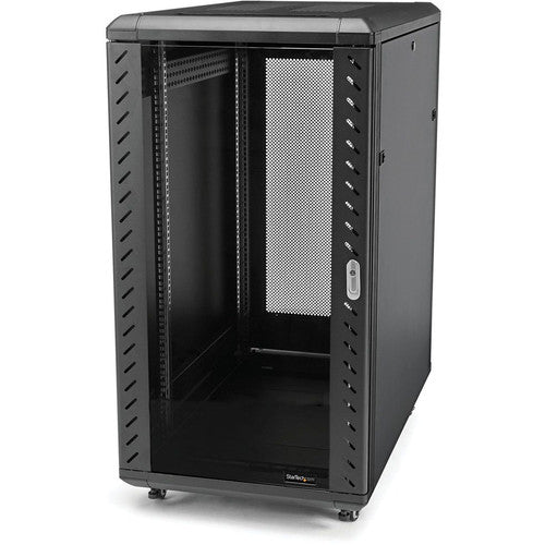 Startech 32U 19" Server Rack Cabinet, Adjustable Depth 6-32 inch, Flat Pack, Lockable 4-Post Network/Data Rack Enclosure with Casters RK3236BKF