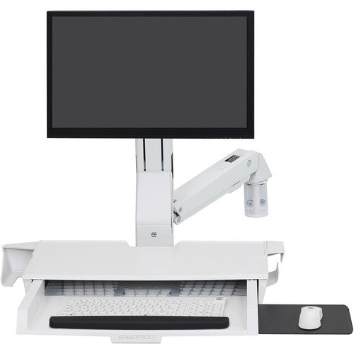 Ergotron StyleView Support mural pour moniteur, lecteur de codes à barres, clavier, repose-poignet, souris - Blanc 45-583-216