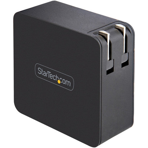 StarTech.com Chargeur mural USB C, 60 W PD avec câble de 2 m, chargeur portable USB de type C pour ordinateur portable, adaptateur universel, certifié USB IF/ETL WCH1CBK