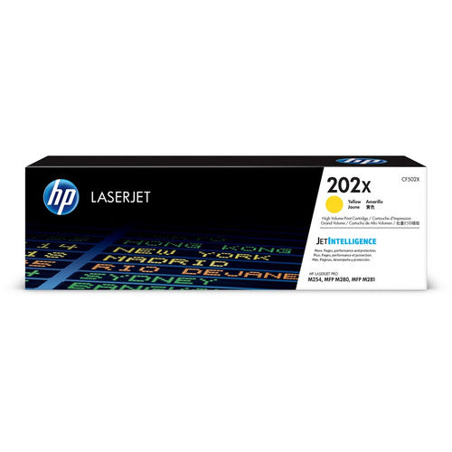Cartouche de toner laser authentique HP 202X (CF502X) à haut rendement - Jaune - 1 de chaque CF502X