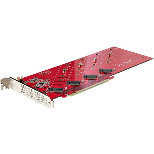 StarTech.com Carte adaptateur Quad M.2 PCIe, x16 Quad NVMe ou AHCI M.2 SSD vers PCI Express 4.0, jusqu'à 7,8 Gbit/s/disque, pour SSD PCIe M-Key M2 2242/2260/2280/22110 mm, bifurcation requise - Compatible PC/Linux QUAD-M2-PCIE-CARD-B