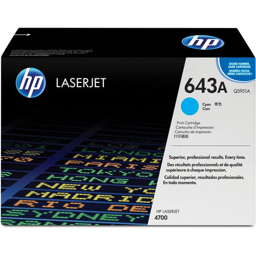 HP 643A (Q5951A) Cartouche de toner laser originale à rendement standard - Paquet unique - Cyan - 1 de chaque Q5951A
