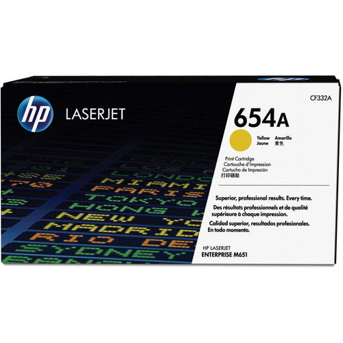Cartouche de toner laser authentique HP 654A (CF332A) - Paquet unique - Jaune - 1 de chaque CF332A