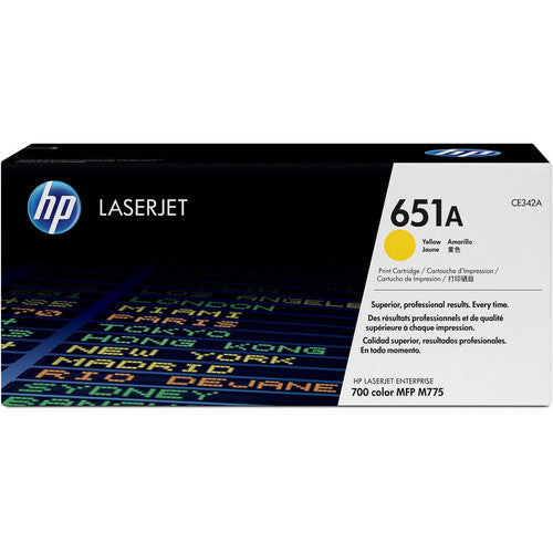 Cartouche de toner laser originale HP 651A (CE342A) à rendement standard - Paquet unique - Jaune - 1 pièce CE342A