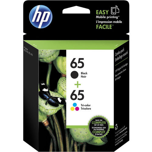 HP 65 Original Standard Yield Inkjet Ink Cartridge - Pigment Black, Tri-color - 2 / Pack T0A36AN#140