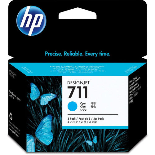 Cartouche d'encre jet d'encre originale HP 711 (CZ134A) - Multi-pack - Cyan - 3 / Pack CZ134A