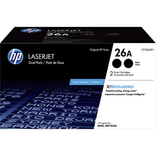HP 26A (CF226AD1) Original Laser Toner Cartridge - Black - 2 / Carton CF226AD1