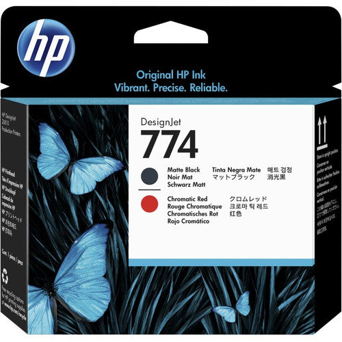 Tête d'impression jet d'encre originale HP 774 - Noir mat, Pack rouge chromatique P2V97A