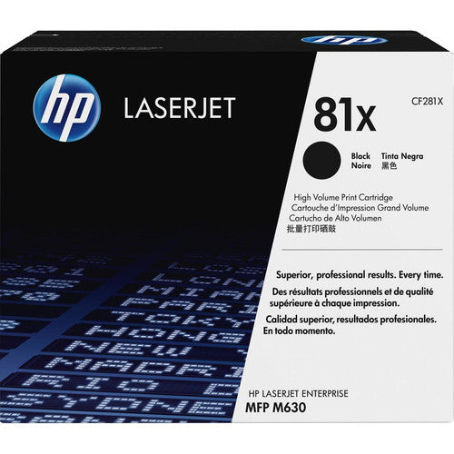 Cartouche de toner laser authentique HP 81X (CF281X) à haut rendement - Paquet unique - Noir - 1 de chaque CF281X