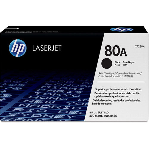 Cartouche de toner laser originale HP 80A (CF280A) à rendement standard - Paquet unique - Noir - 1 de chaque CF280A