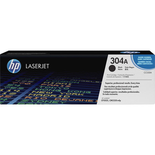 Cartouche de toner laser originale HP 304A (CC530A) à rendement standard - Paquet unique - Noir - 1 de chaque CC530A