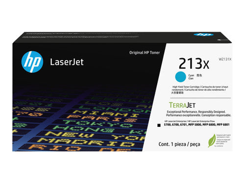 Cartouche de toner laser authentique HP 213X - Pack cyan W2131X