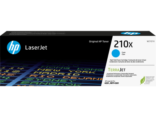Cartouche de toner laser authentique HP 210X à haut rendement - Pack cyan W2101X