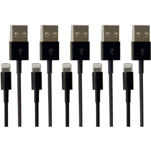VisionTek Câble Lightning vers USB 1 mètre Noir 5-Pack (M/M) 900784