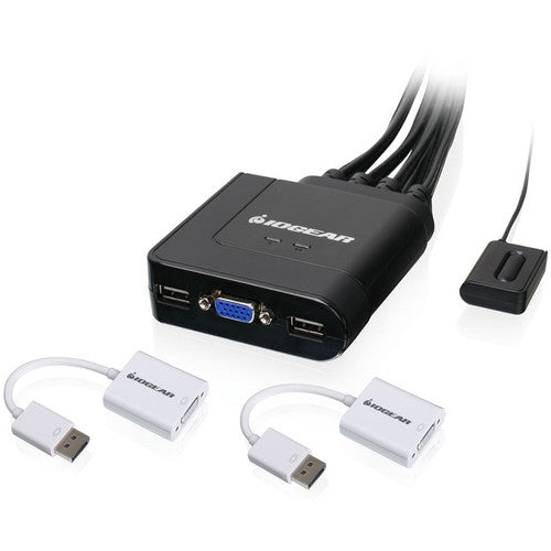 IOGEAR 2-Port USB VGA Cable KVM with DisplayPort Adapters GCS72DPKIT