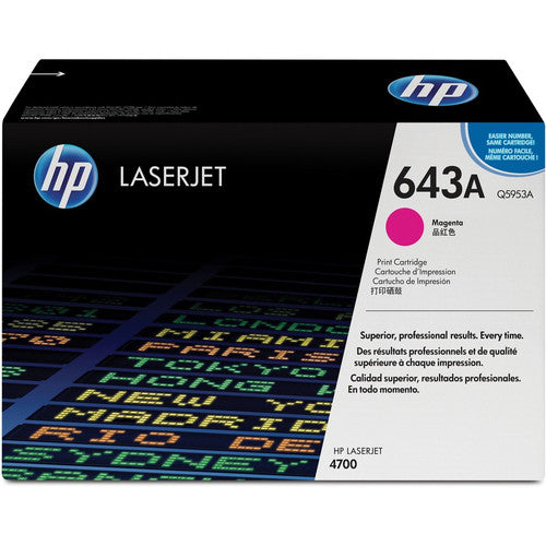 Cartouche de toner laser originale HP 643A (Q5953A) - Paquet unique - Magenta - 1 de chaque Q5953A