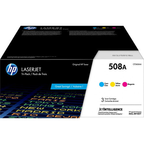 Cartouche de toner laser authentique HP 508A - Cyan, Magenta, Jaune - 3 / Paquet CF360AM