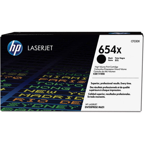 Cartouche de toner laser authentique HP 654X (CF330X) à haut rendement - Paquet unique - Noir - 1 de chaque CF330X