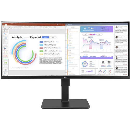 LG Ultrawide 34BQ77QB-B 34" Webcam UW-QHD Curved Screen LED Monitor - 21:9 - Textured Black 34BQ77QB-B
