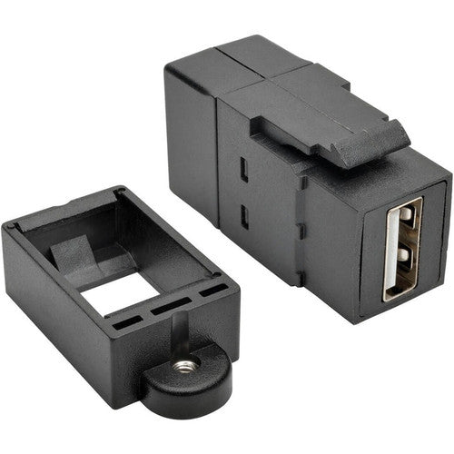 Tripp Lite by Eaton USB 2.0 All-in-One Keystone/Panel Mount Coupler (F/F), Black U060-000-KP-BK