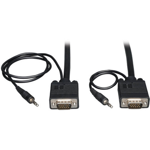 Tripp Lite 30ft SVGA / VGA Coax Monitor Cable with Audio and RGB High Resolution HD15 3.5mm M/M 30' P504-030