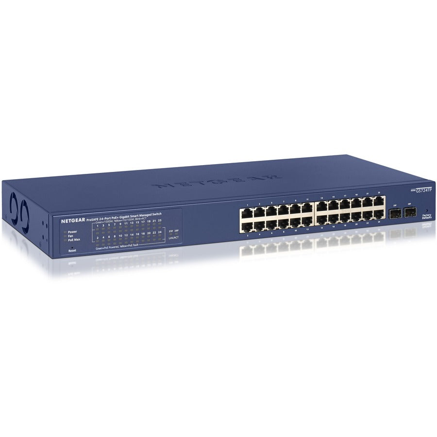 Netgear 24-Port Gigabit PoE+ Smart Managed Pro Switch with 2 SFP Ports (GS724TPv2) GS724TP-200NAS