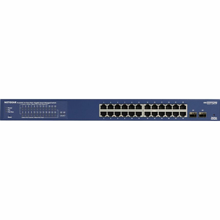 Netgear 24-Port Gigabit PoE+ Smart Managed Pro Switch with 2 SFP Ports (GS724TPv2) GS724TP-200NAS